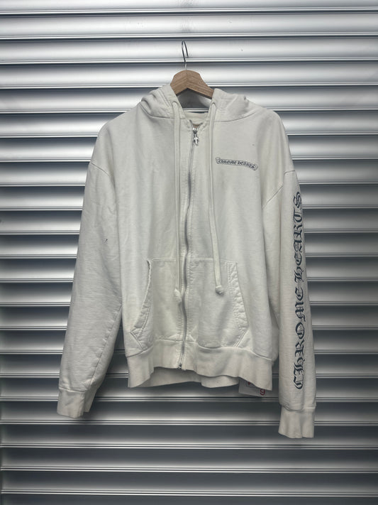 Chrome Hearts White Zip Up Script Logo - M