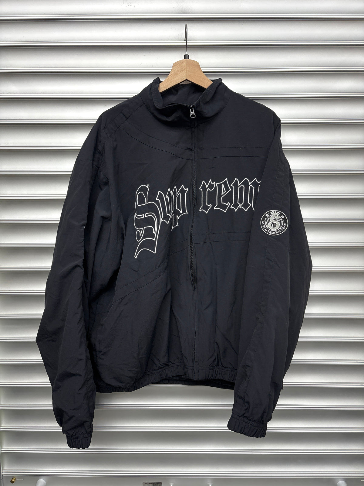 Supreme Black Bold English Zip Up - L**