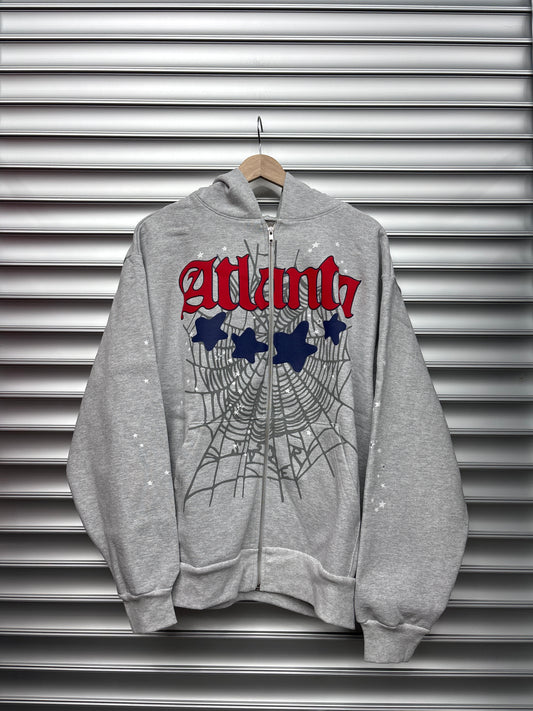 Spider Atlanta Grey Zip Up Hoodie - L