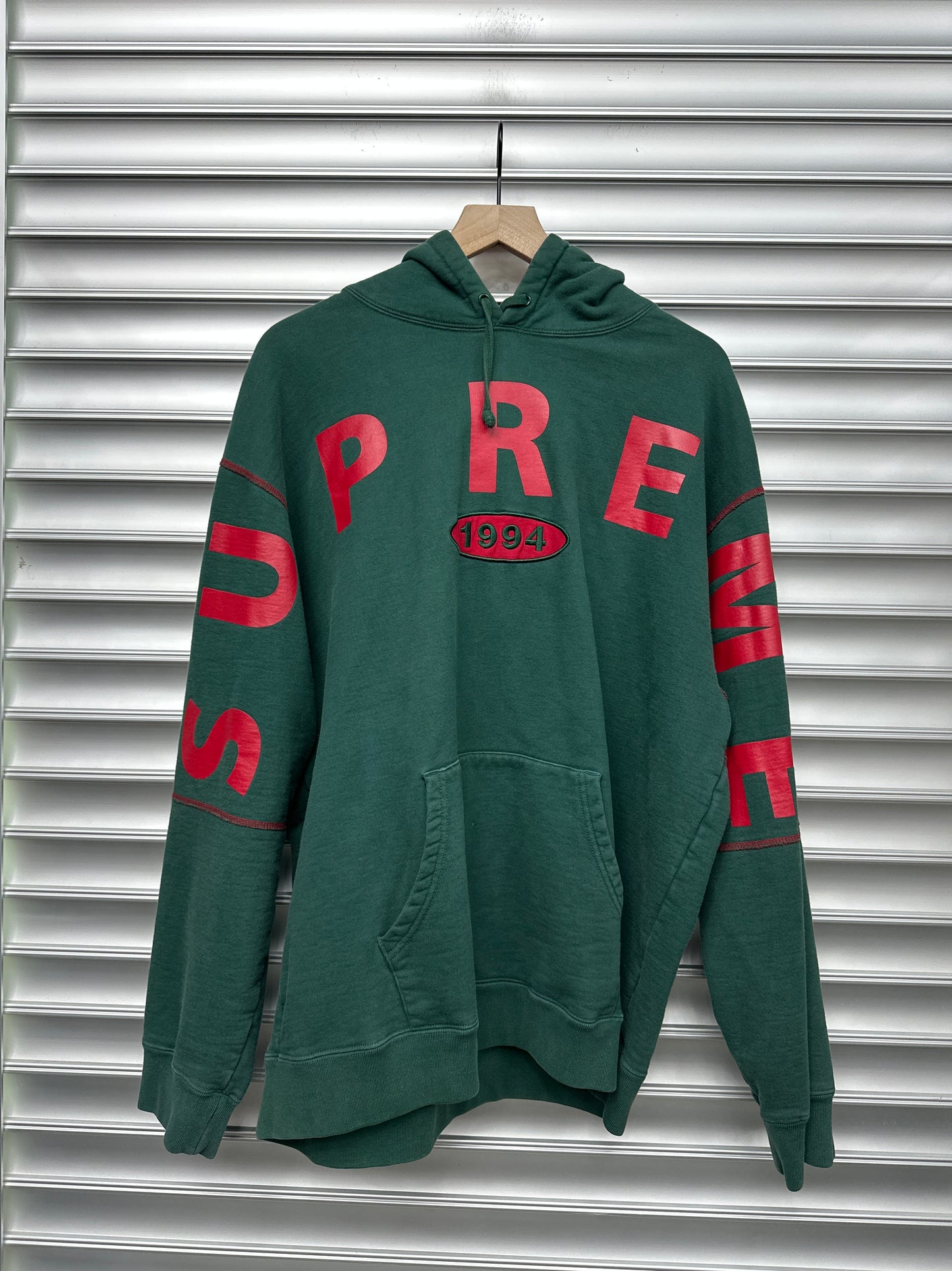 Supreme Green Red Spellout Hoodie - XL*