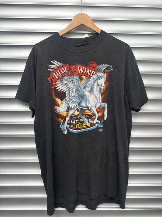 Vintage Ride The Wind Harley Tee - L*