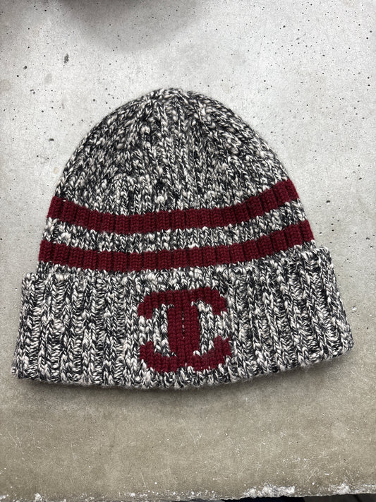Chanel Grey/Burgundy Wool Beanie