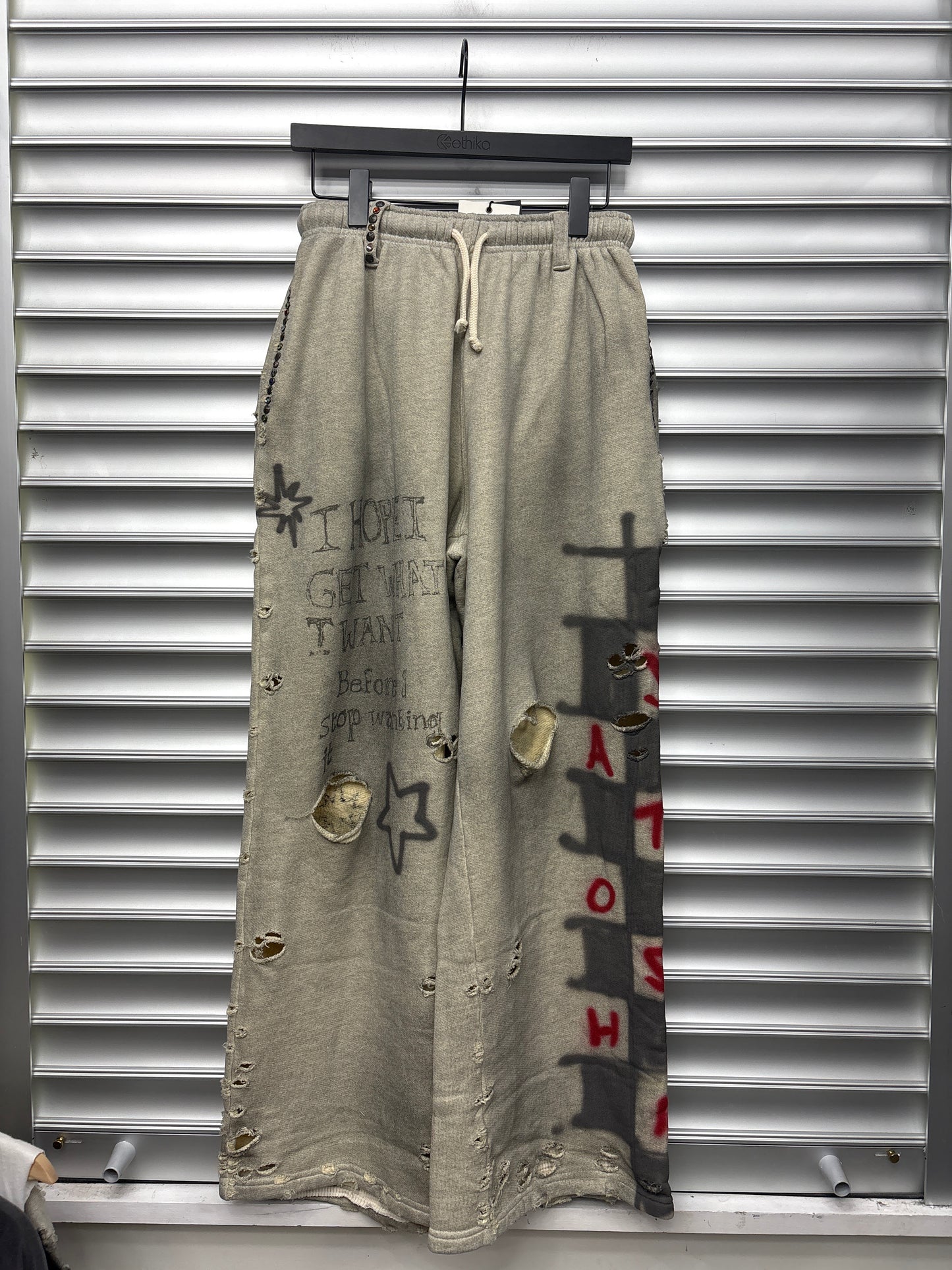 Satoshi Nakamoto Grey Checkerboard Studded Sweatpants - M