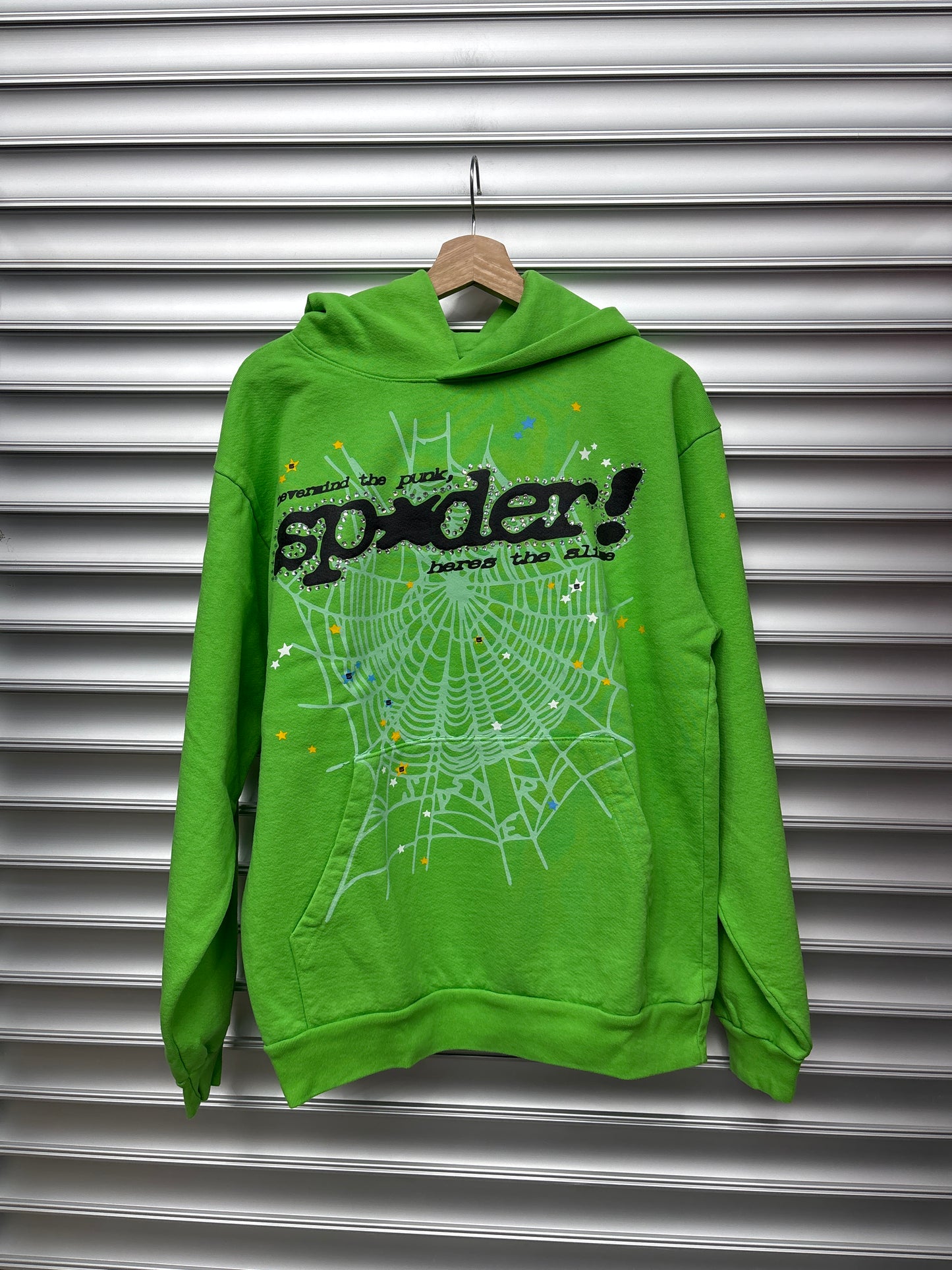 Spider Green Rhinestone Hoodie - Medium