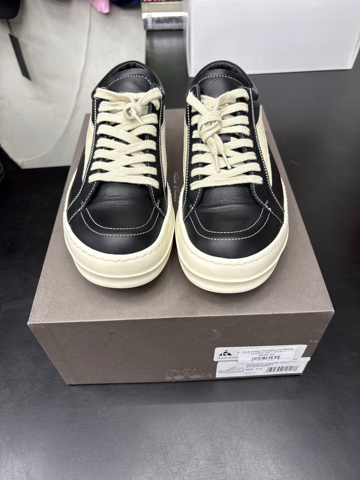 Rick Owen Vintage Low Black Leather (U) - 41.5**