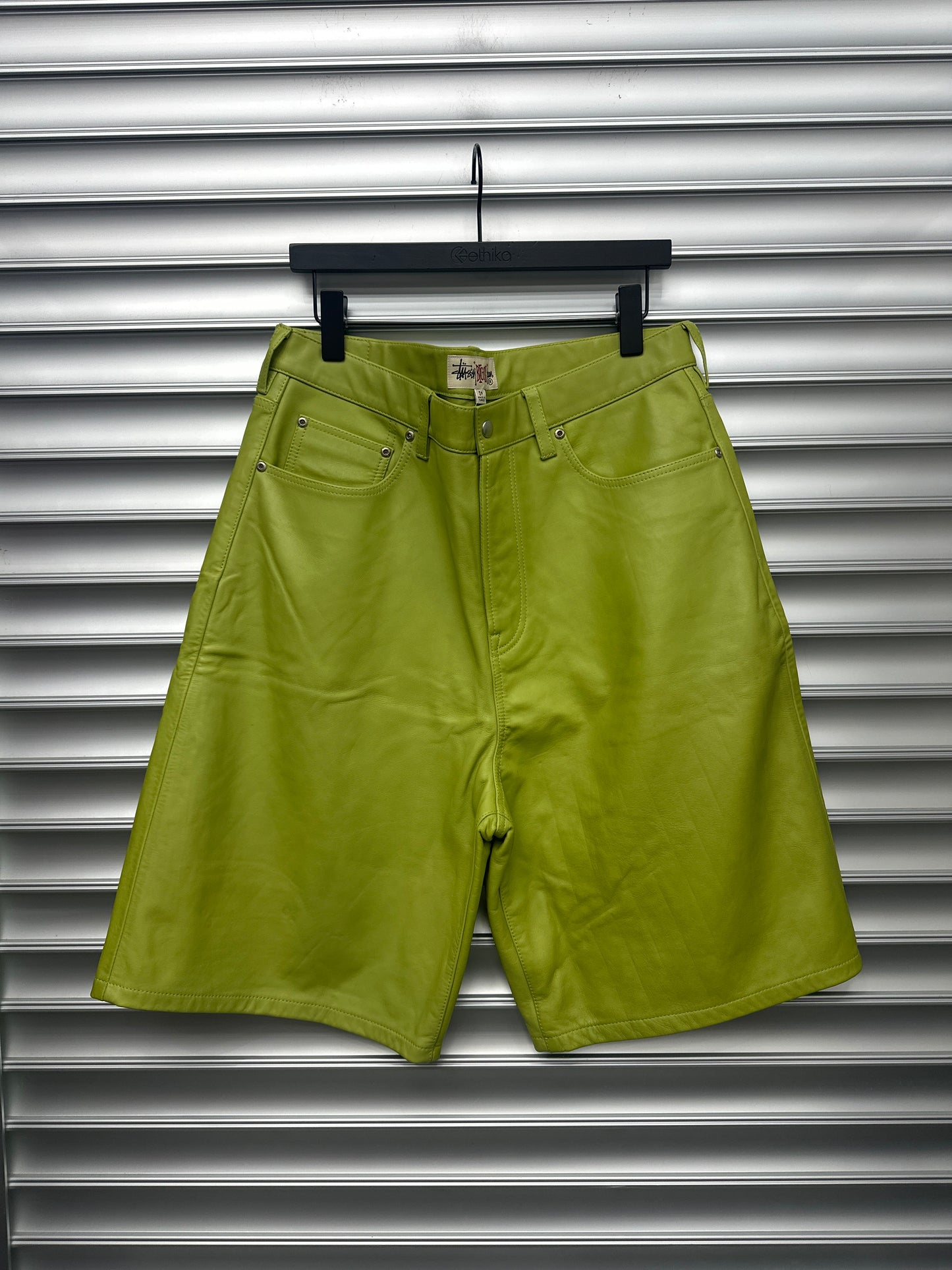 Stussy Green Leather Shorts - 34**
