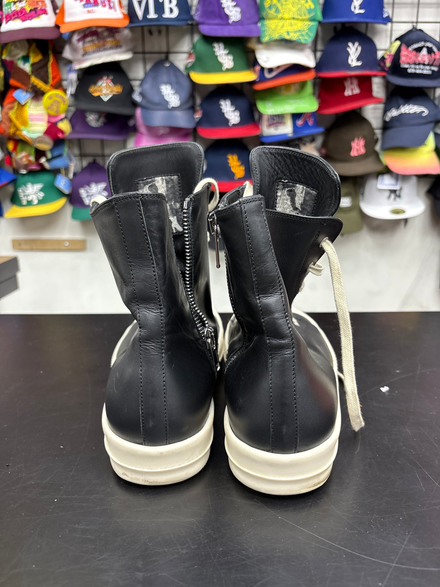 Rick Owen Ramone High Black Leather (U) - 45(12) (NB)