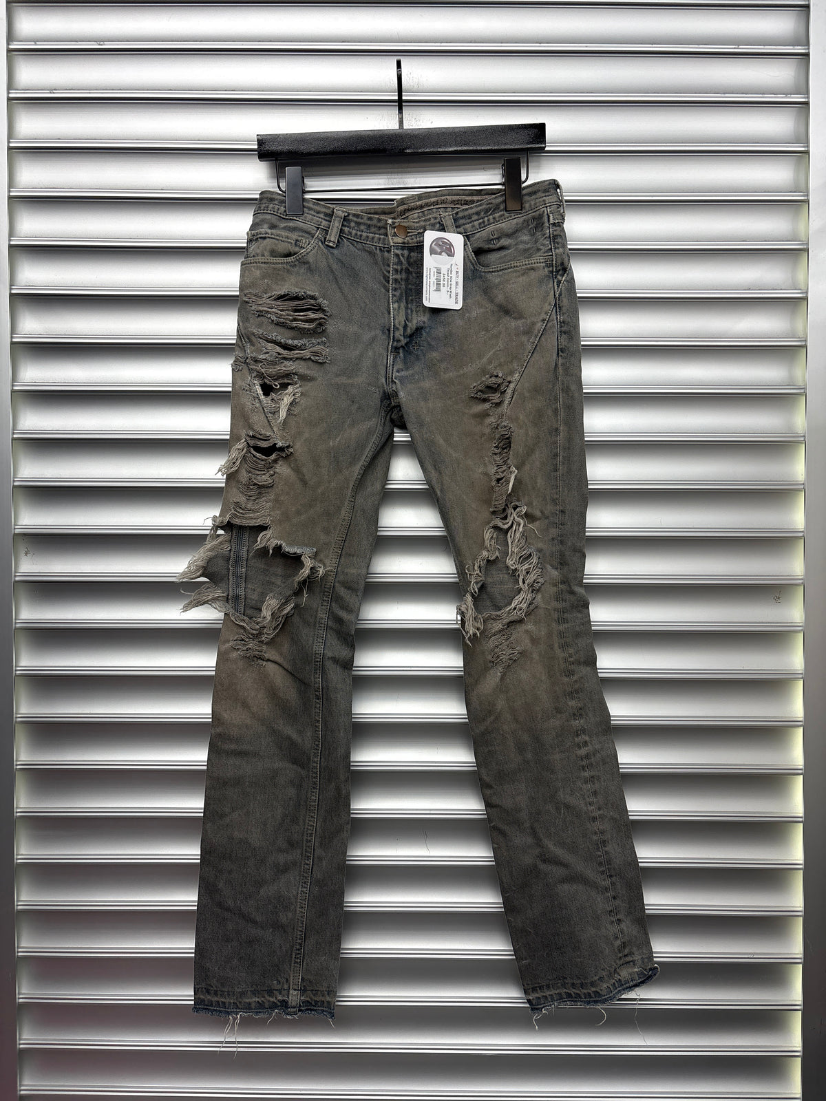 Number Nine Grey Wash Thrash Denim - 3**