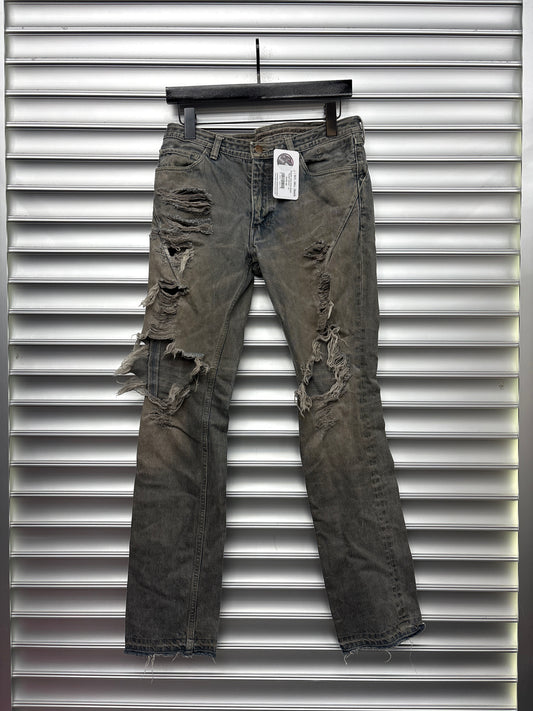 Number Nine Grey Wash Thrash Denim - 3**