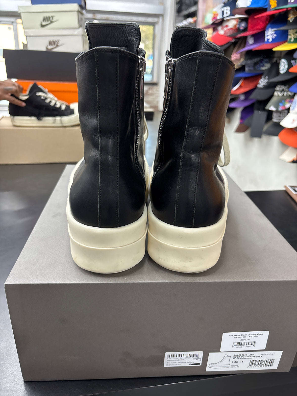 Rick Owen Black Leather Mega Bumper (U) - 43(10)**