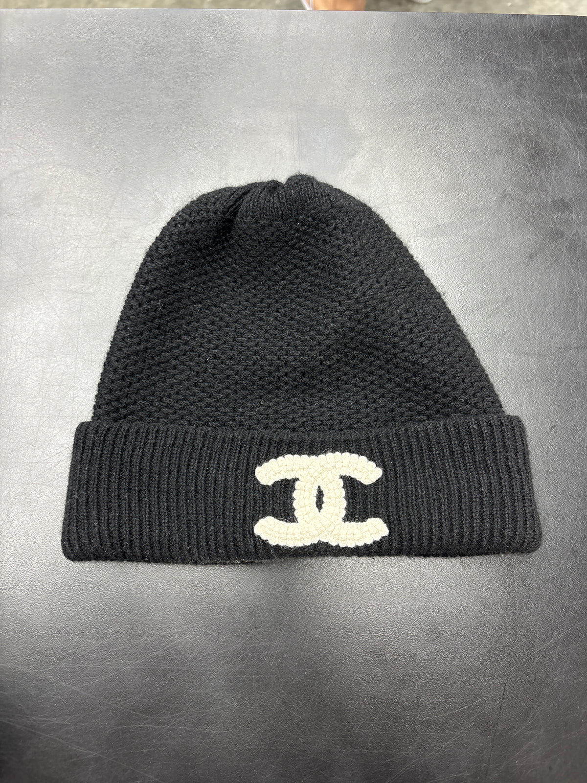 Chanel Black Big C Beanie**