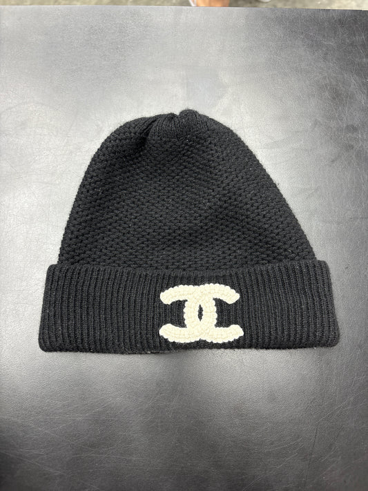 Chanel Black Big C Beanie**