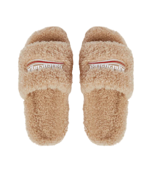Balenciaga Campaign Tan Fur Slides