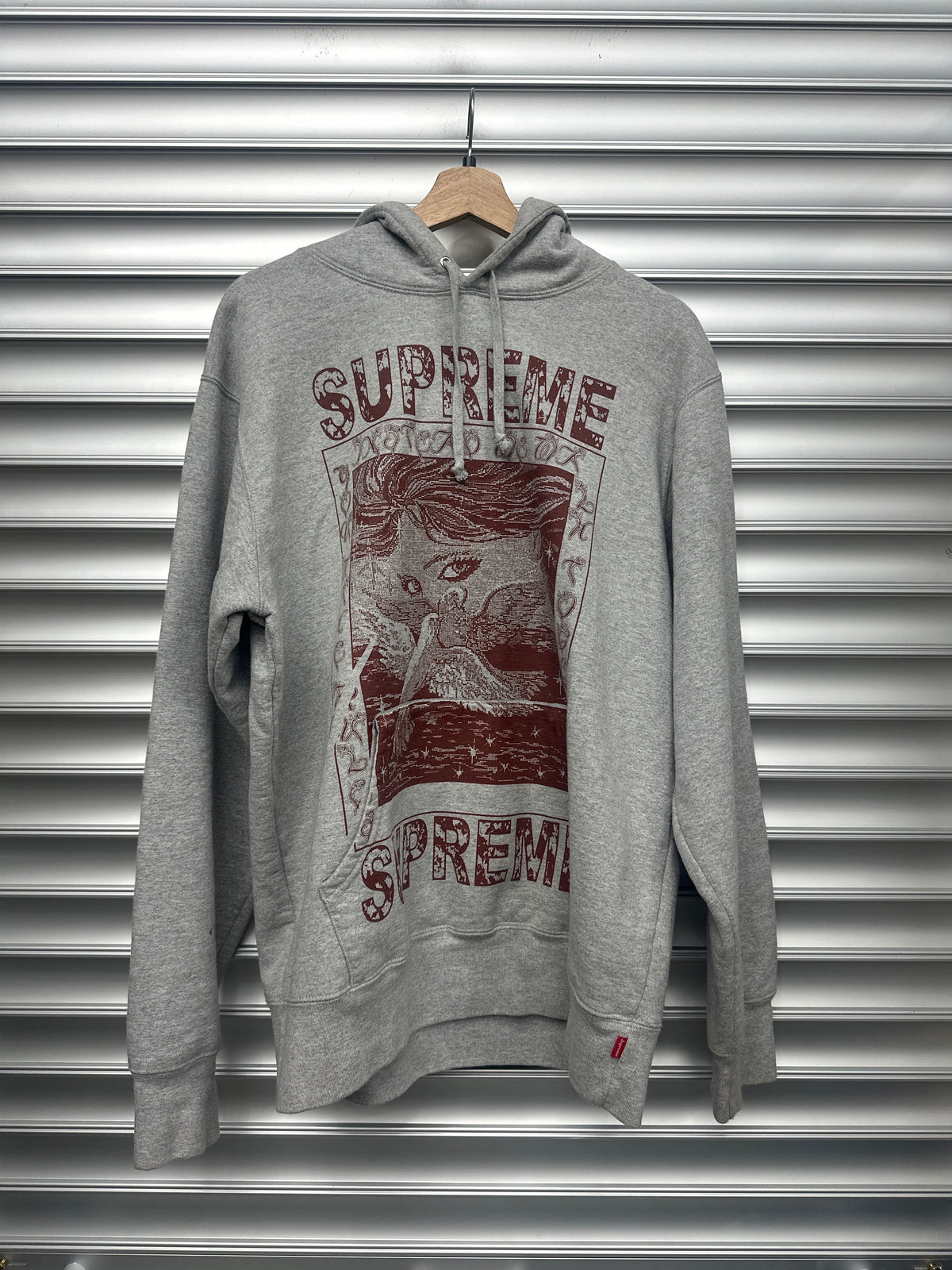 Supreme Grey Maroon Hoodie - L**
