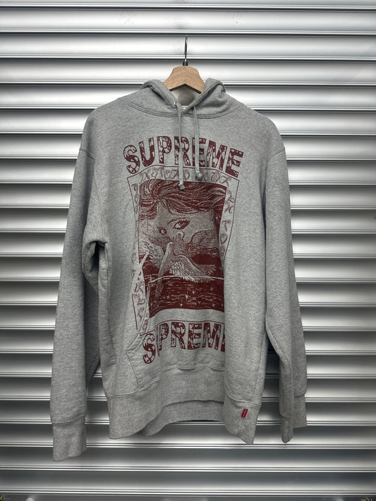 Supreme Grey Maroon Hoodie - L**