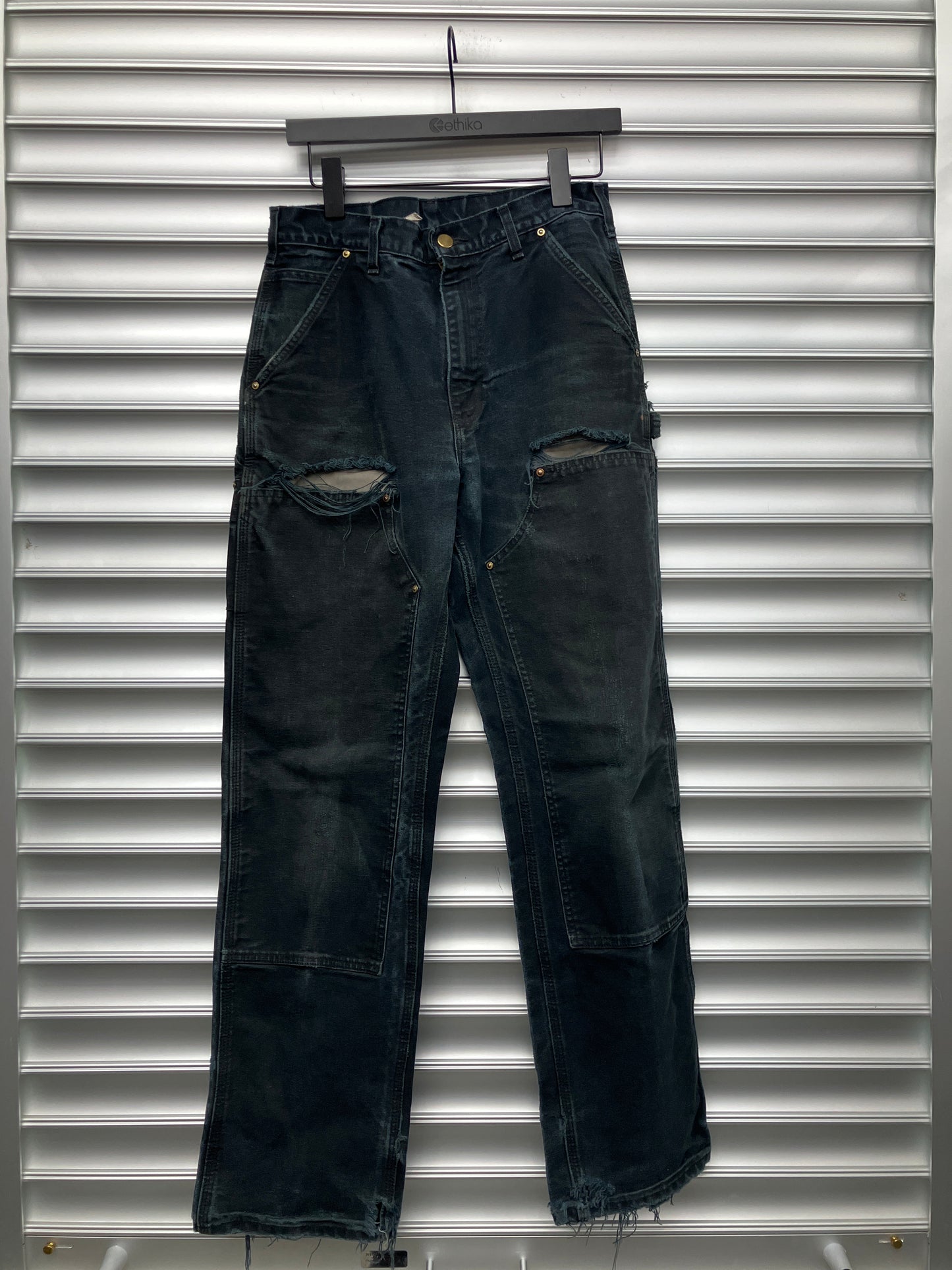 Vintage Distressed Black Carhartt Double Knees - 30