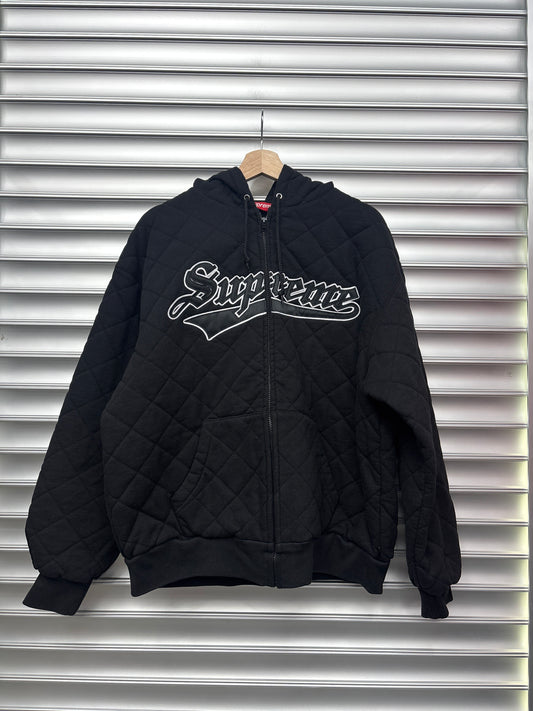 Supreme Black Quilted Hoodie - L