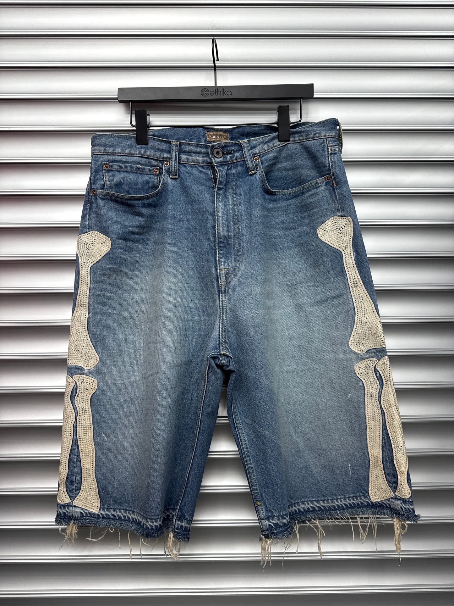 Kapital Light Wash Bone Shorts - 34