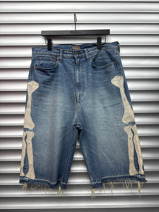 Kapital Light Wash Bone Shorts - 34
