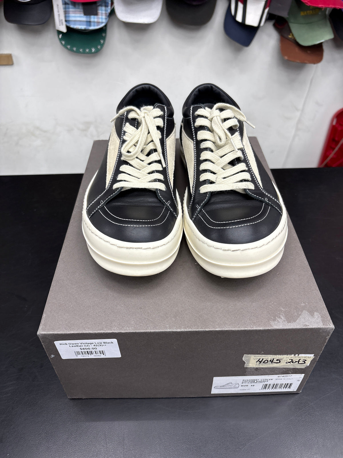 Rick Owen Vintage Low Black Leather (U) - 42(9)**
