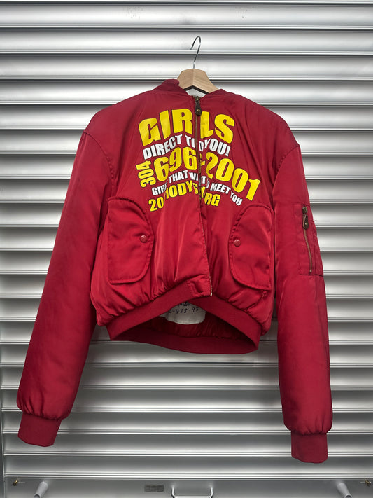 2001 Red Cropped Distressed Bomber - S**