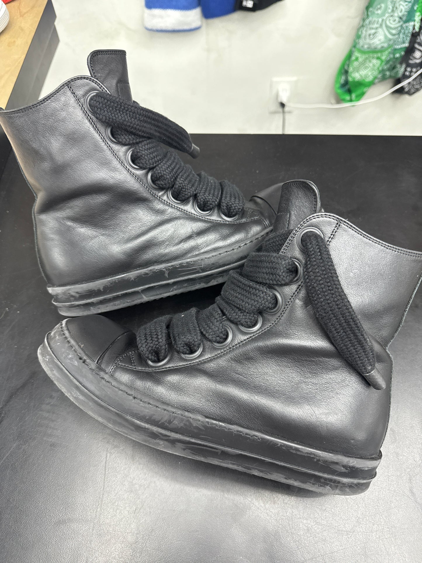 Rick Owen Ramone High Jumbo Lace Triple Black (U) - 41(8) (NB)