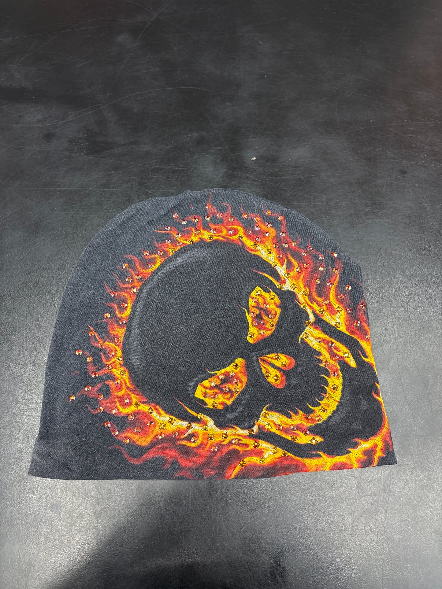 Bossi Black Rhinestone Skull Cap