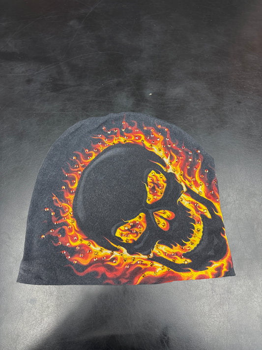 Bossi Black Rhinestone Skull Cap