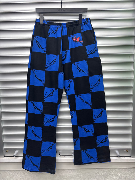 Matty Boy Blue Checkered Print Sweatpants - M