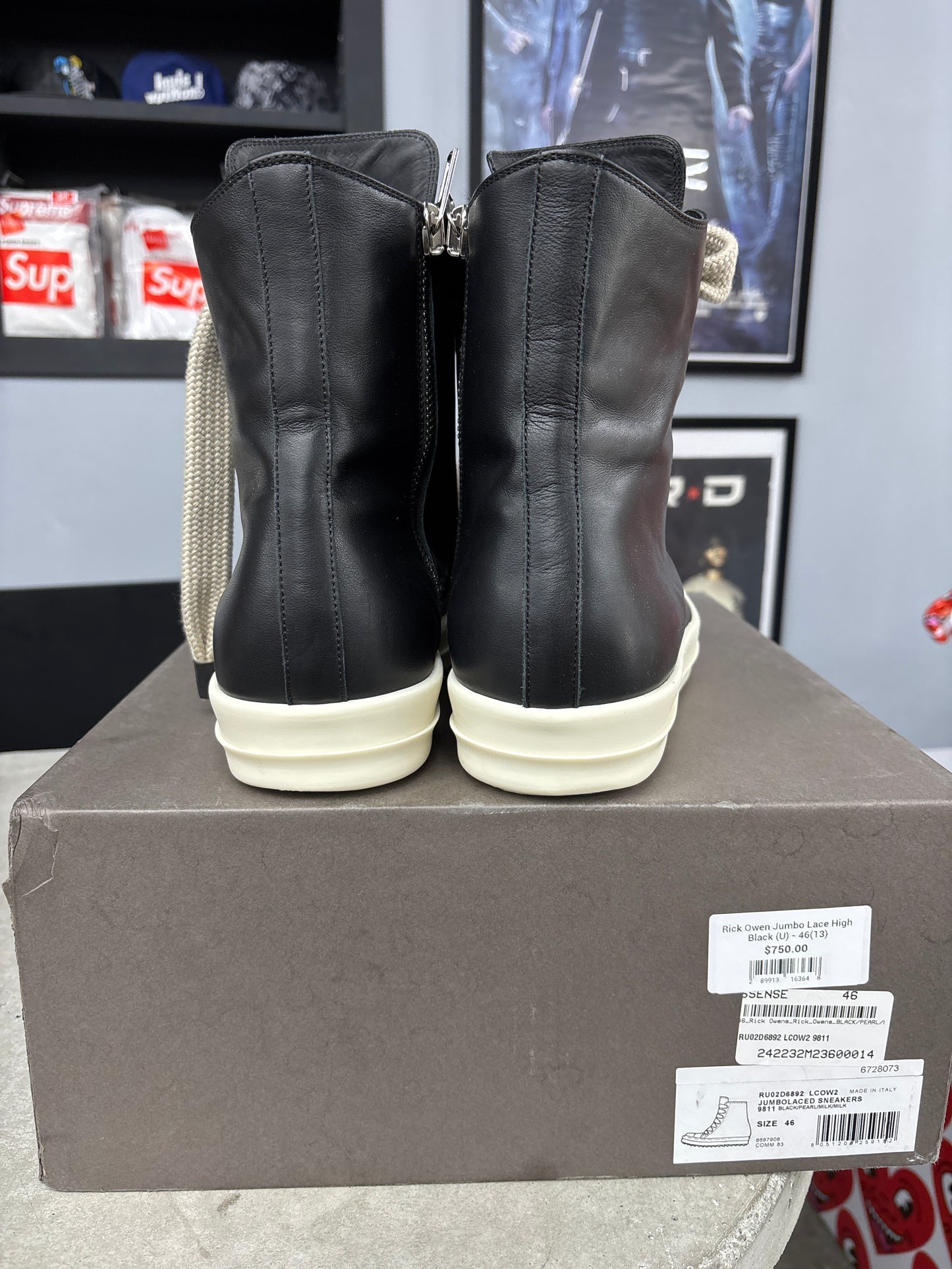 Rick Owen Jumbo Lace High Black (U) - 46(13)