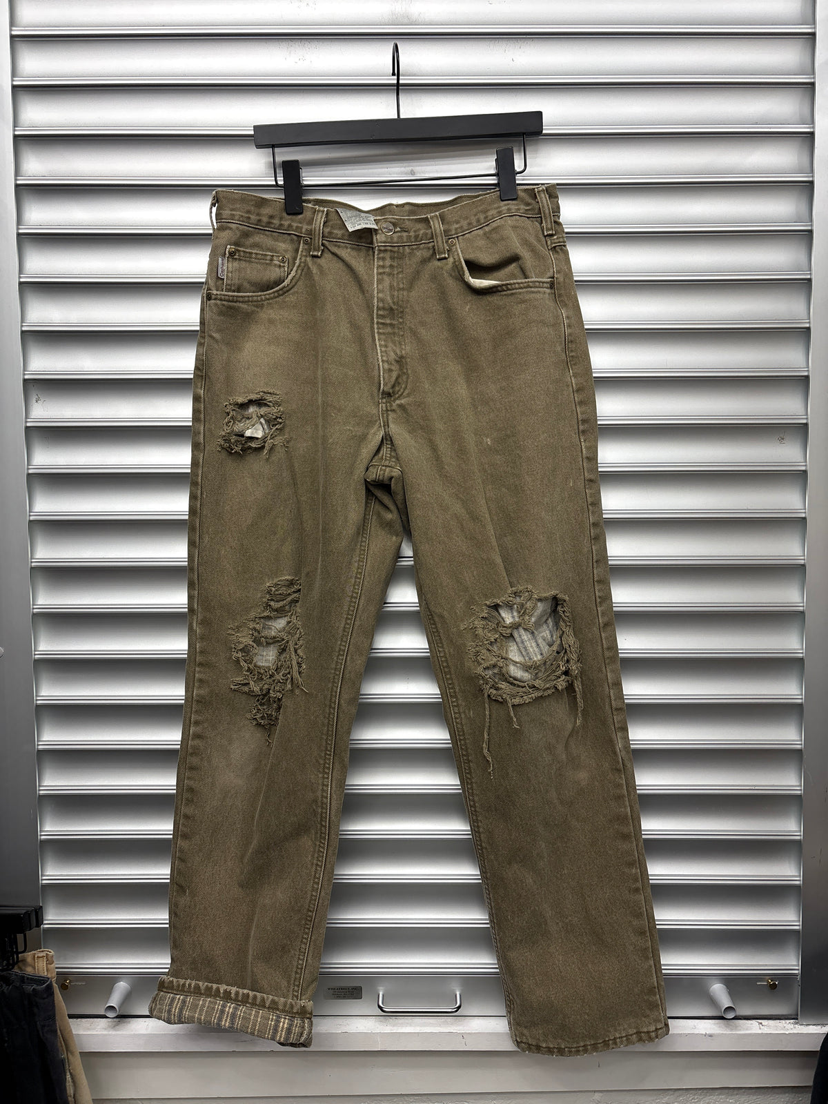 Vintage Carhartt Distressed Flannel Lined Denim - 35**