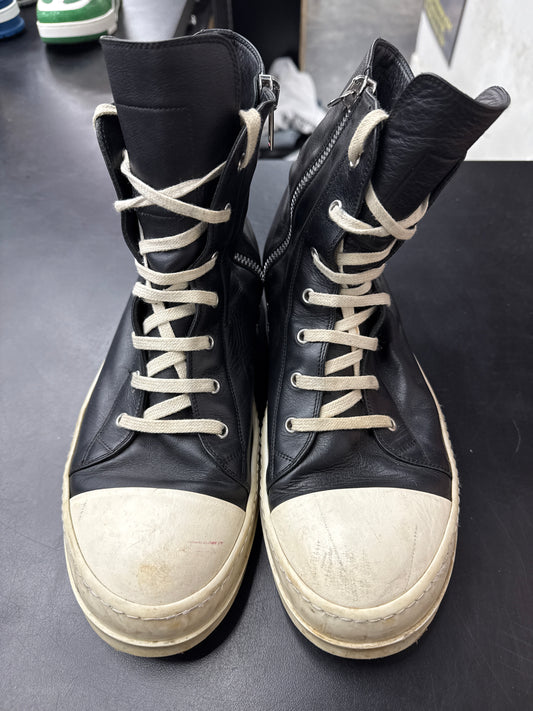 Rick Owen Ramone High Black Leather (U) - 45(12) (NB)