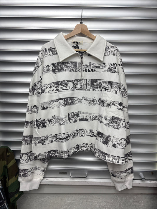 Vertabrae Comic White Quarter Zip - L"*