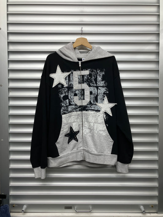 Spider Black Star Zip Up Hoodie - L