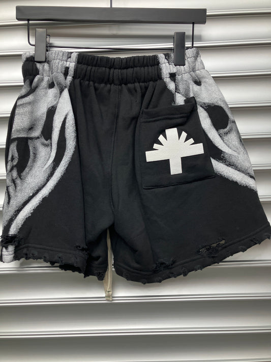Vertabrae Skull Black Shorts - L