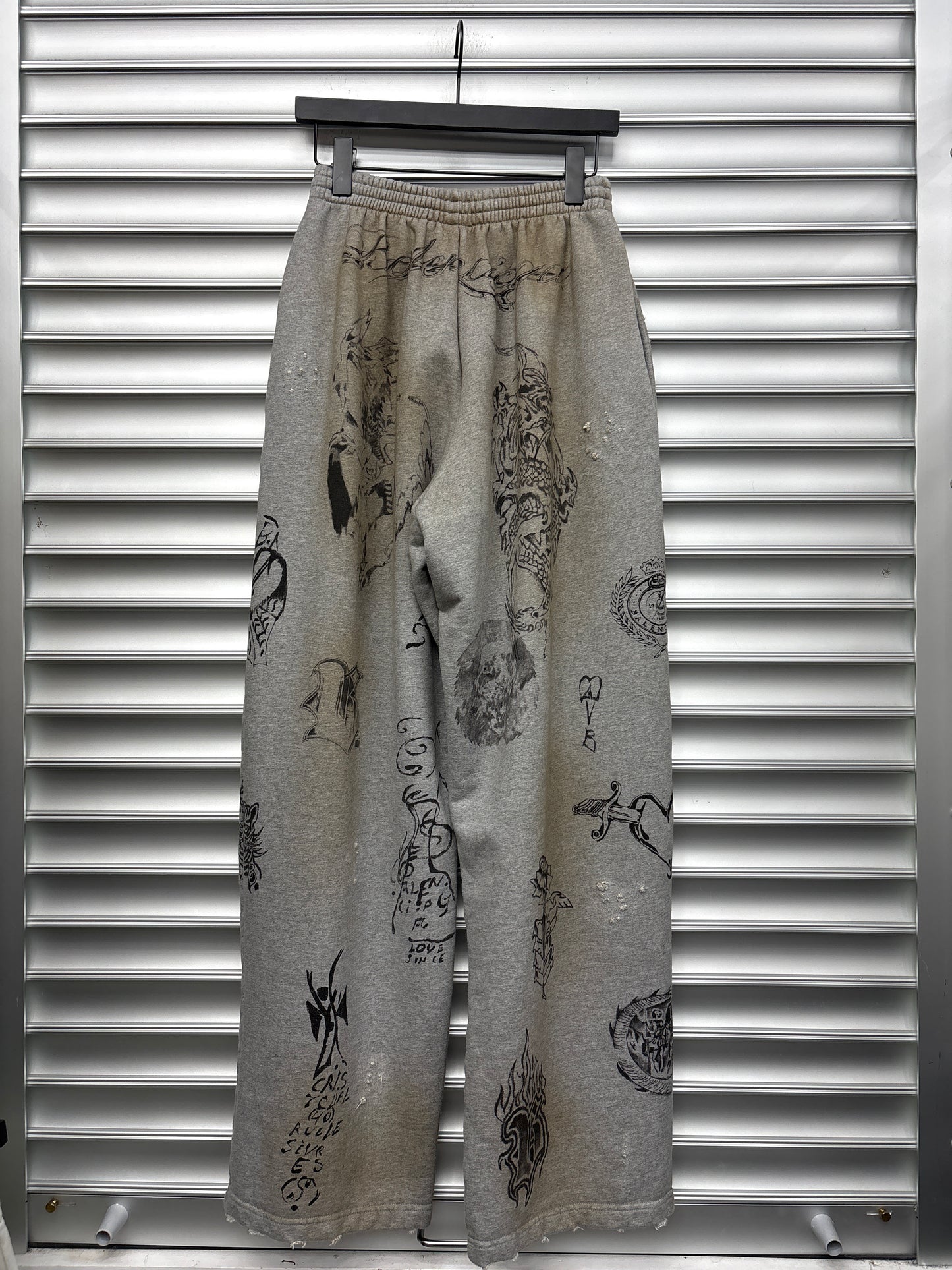 Balenciaga Grey Tattoo Sweatpants - XS**