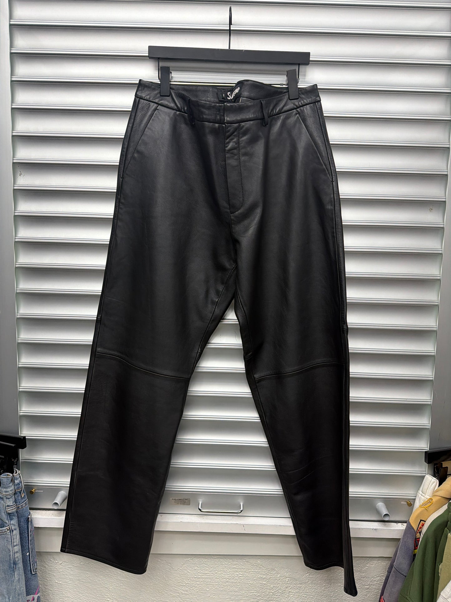 Supreme Black Leather Pants - 36