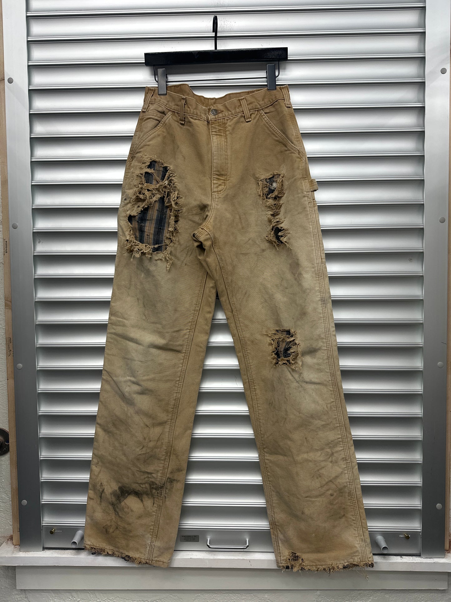 Vintage Carhartt Plaid Distressed Carpenter Pant - 33
