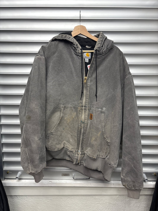 Vintage Carhartt Grey Hooded Jacket - XL**
