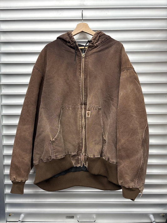 Vintage Dark Brown Carhartt Hooded Jacket - XL**
