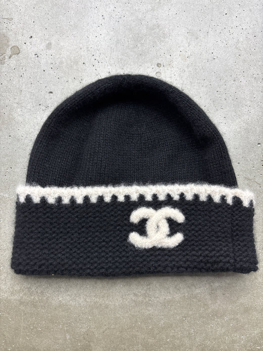 Chanel Creme/Black Cashmere Beanie