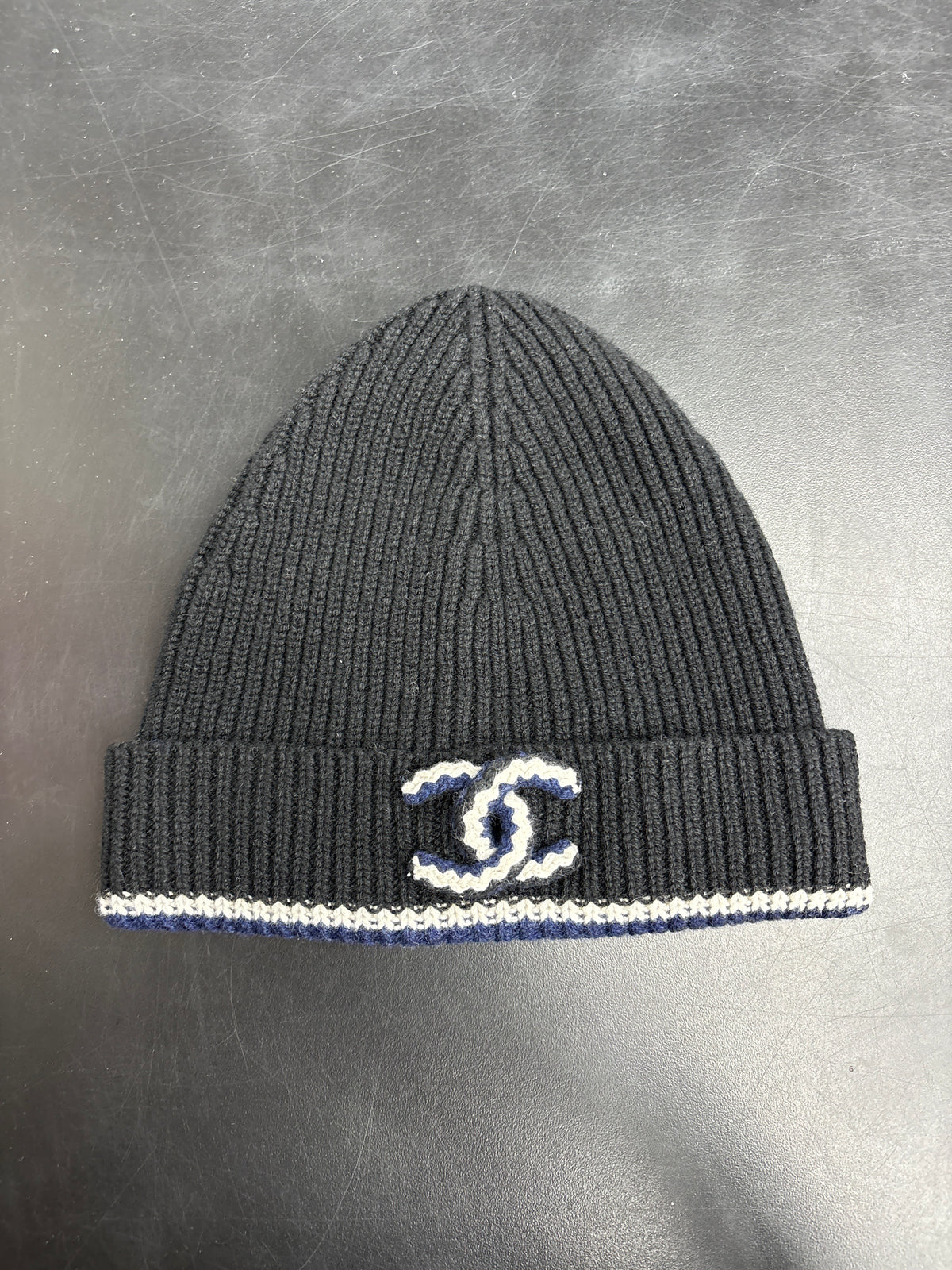 Chanel Black/Navy Blue Beanie**