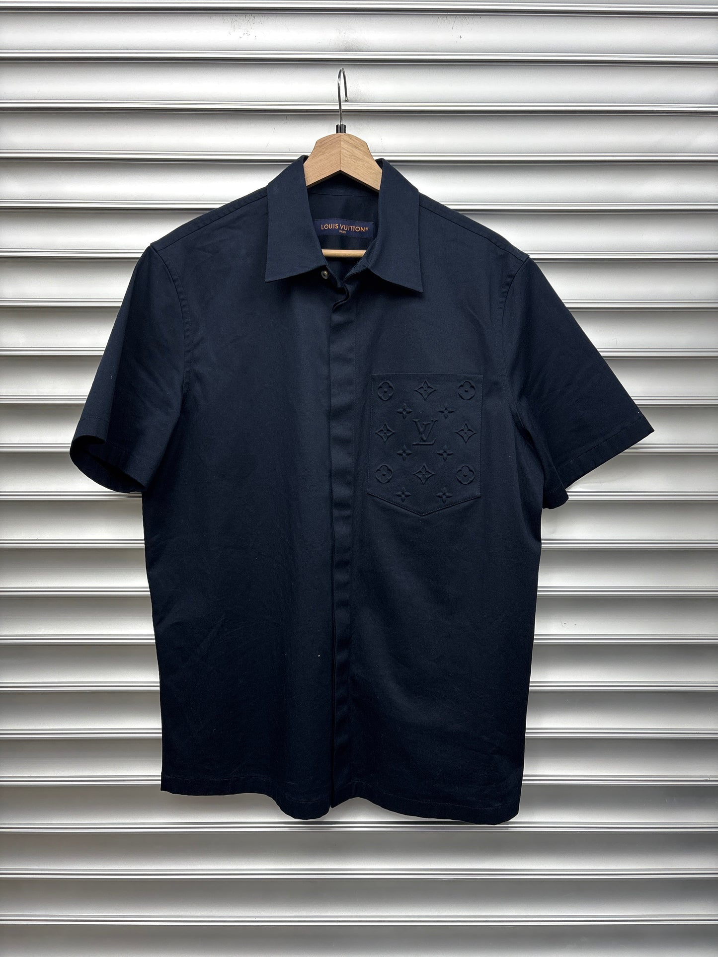Louis Vuitton Navy Monogram Pocket Shirt - Small**