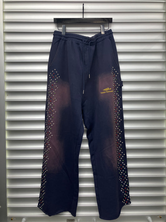 HMDD Dark Blue Rhinestone Sweatpants - XL