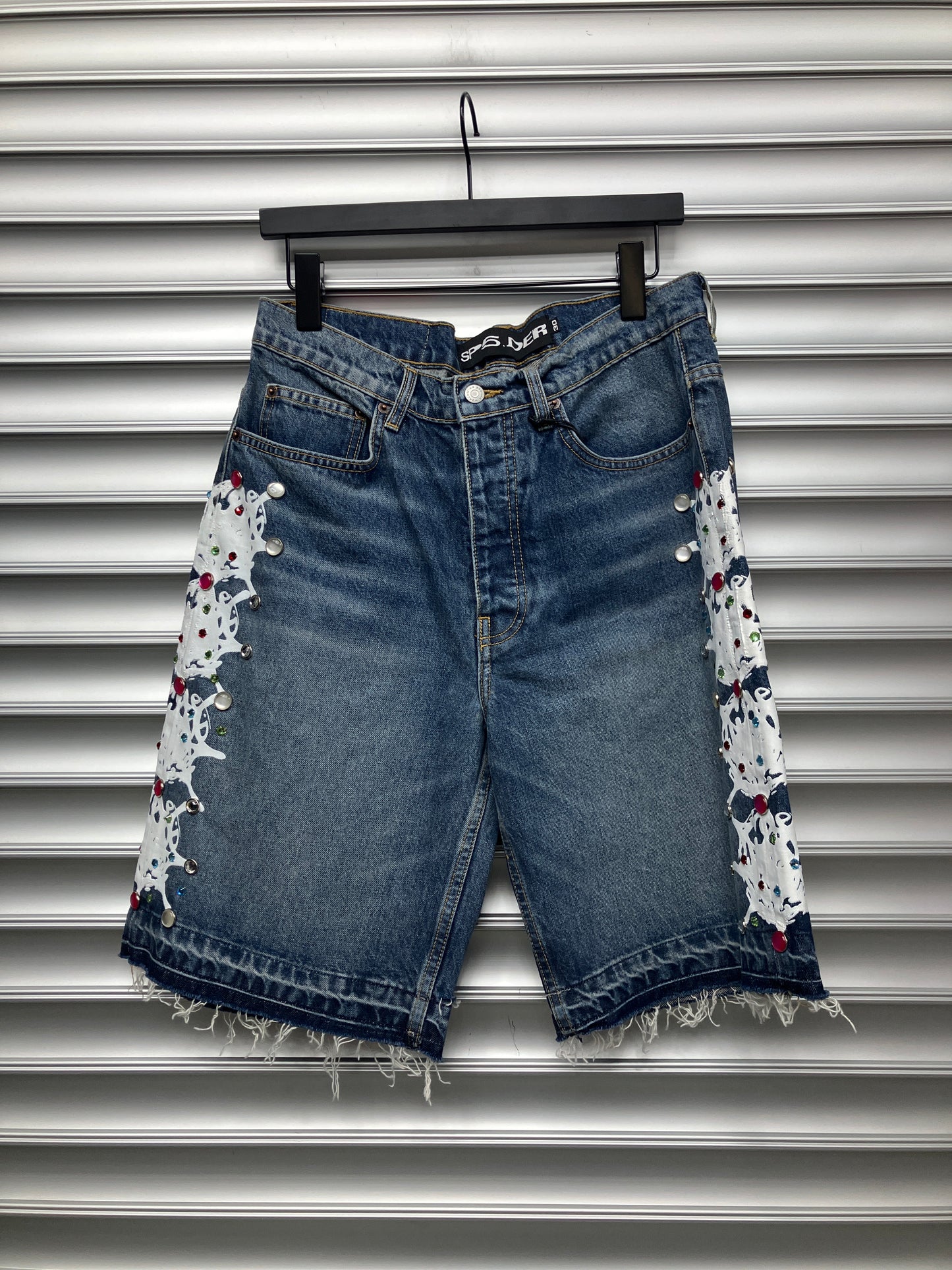 Spider Jewel Denim Shorts - 30
