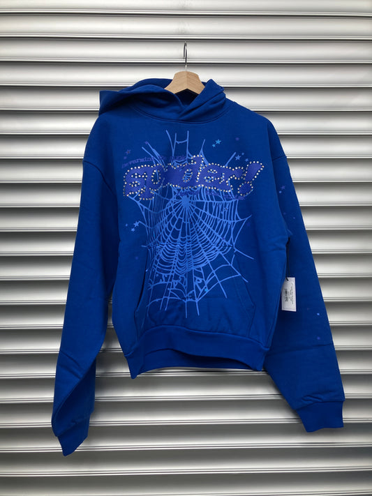 Spider Blue Rhinestone Hoodie - Small