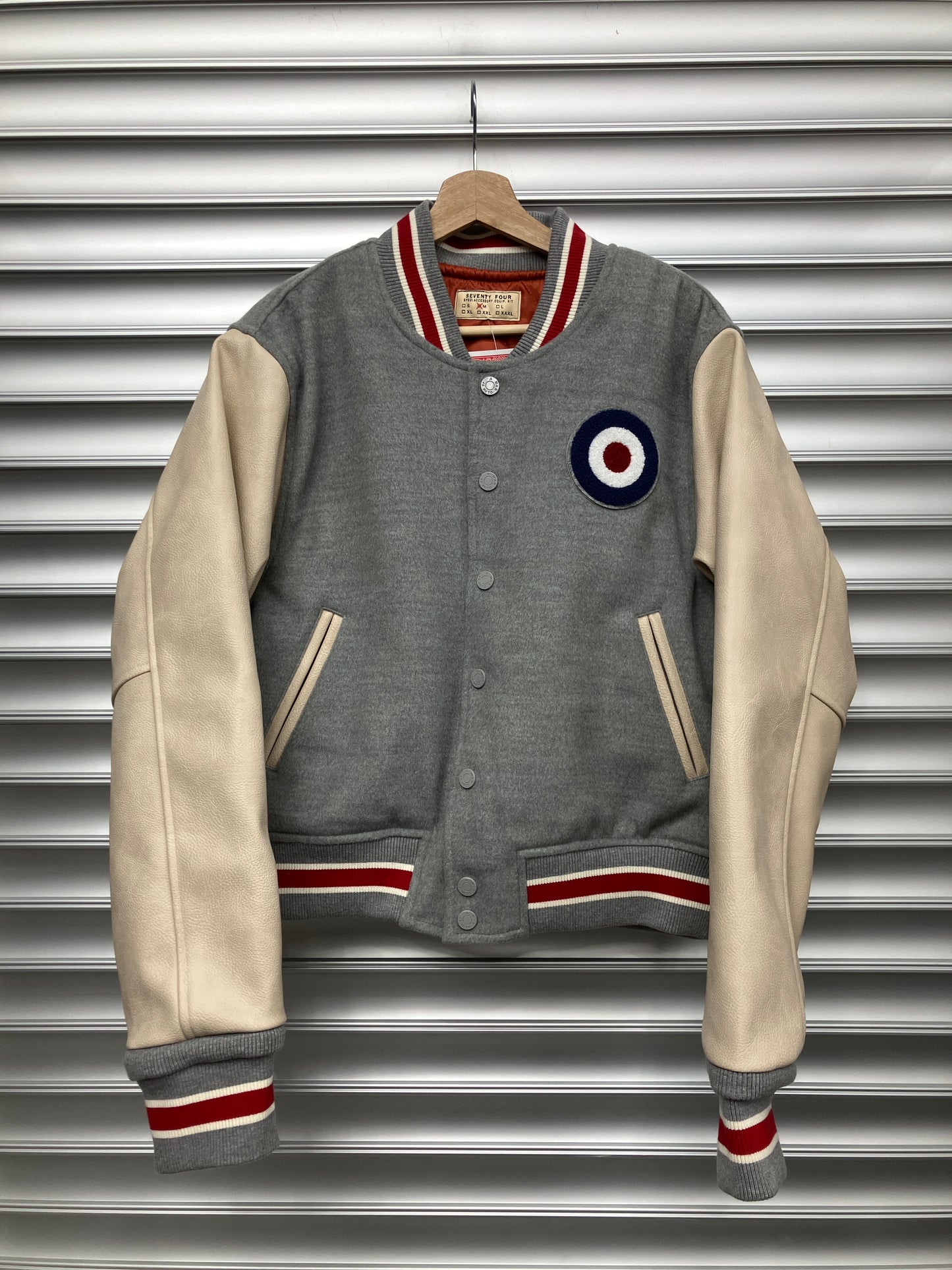 74 Cream Grey Bomber Jacket - M*