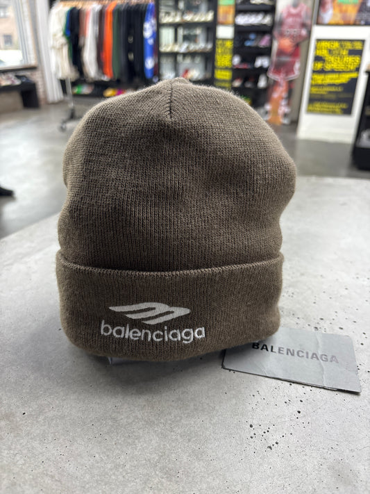 Balenciaga Brown Sport Logo Beanie
