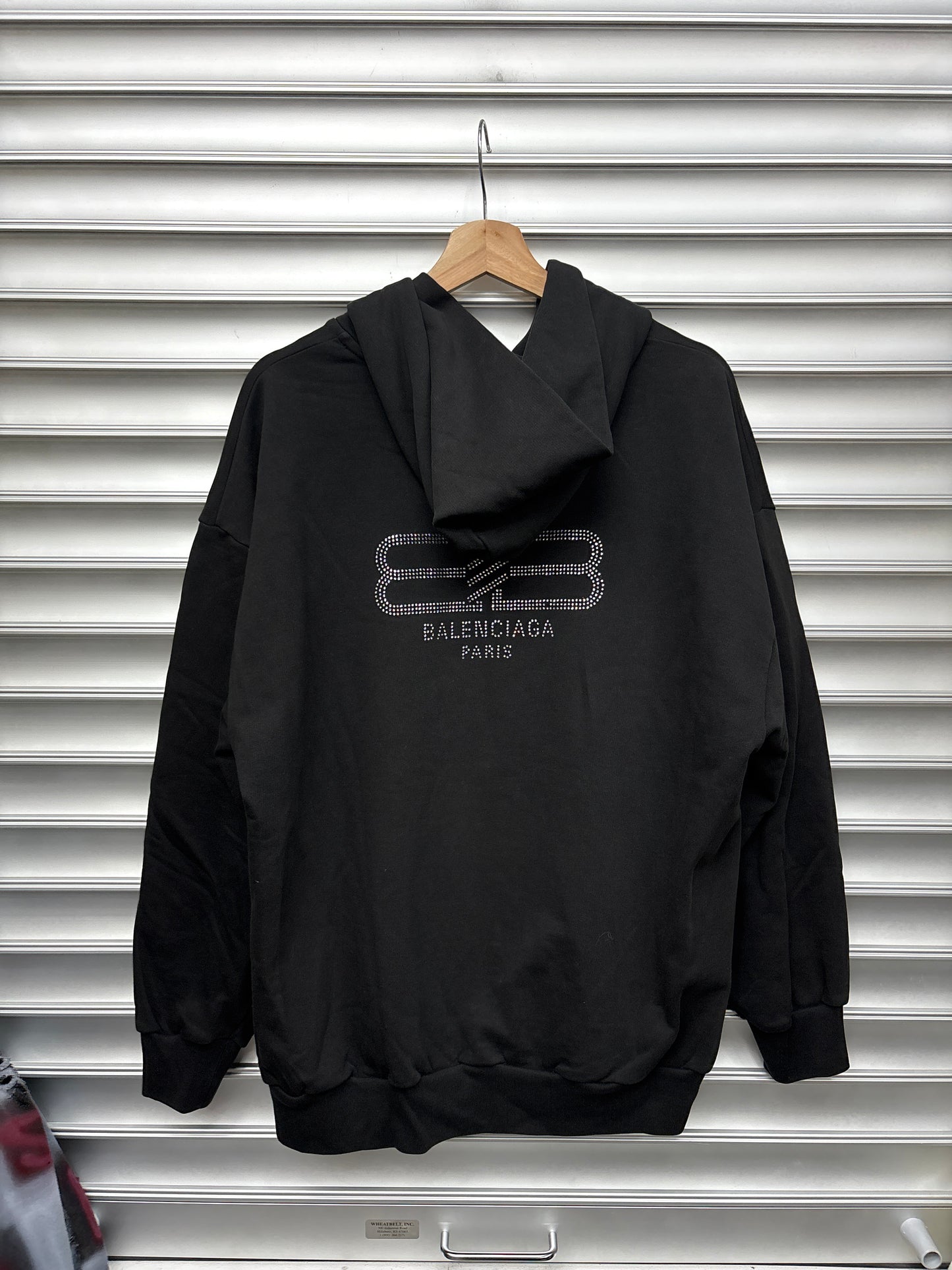 Balenciaga Black Rhinestone Hoodie - L