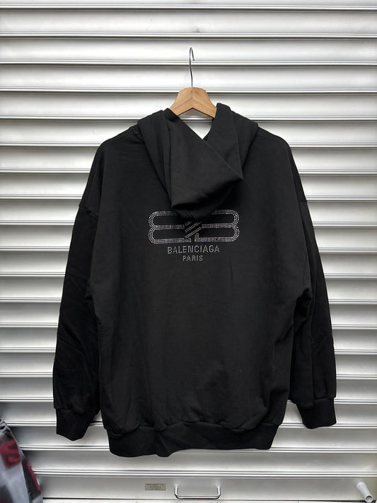 Balenciaga Black Rhinestone Hoodie - L**